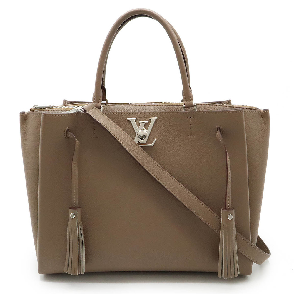 LOUIS VUITTON Lockme Tote Bag Shoulder Soft Calf Leather Brown